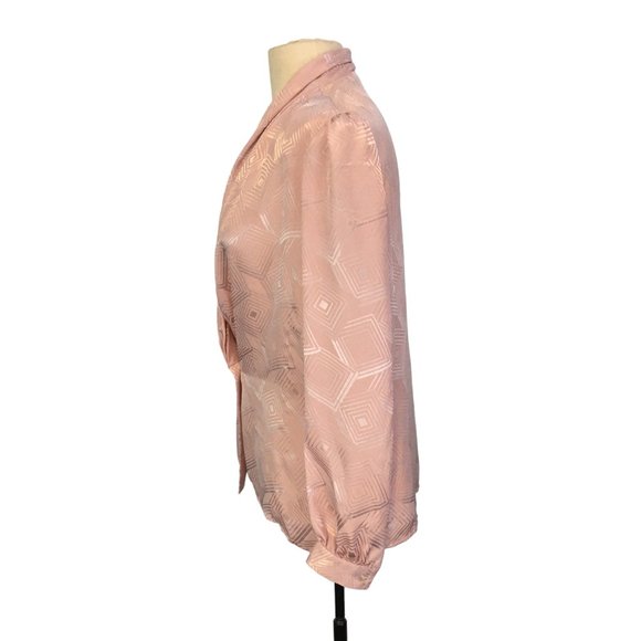 Evan Picone Vintage Pink Wrap Secretary Blouse, 80's, sz 12, 40 bust - Picture 5 of 7